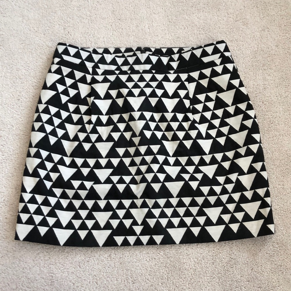 J. Crew Black and White Geometric Mini Skirt